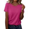Zeagoo Womens Tshirt Short Sleeve Summer Tops Crewneck Casual Basic Tee Shirts Spring Clothes Trendy Outfit(Z Rose Red)
