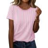 Zeagoo Womens Tshirt Short Sleeve Summer Tops Crewneck Casual Basic Tee Shirts Spring Clothes Trendy Outfit(Z Striped Pink 300)