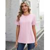 Zeagoo Womens Tshirt Short Sleeve Summer Tops Crewneck Casual Basic Tee Shirts Spring Clothes Trendy Outfit(Z Striped Pink 300)