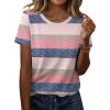 Zeagoo Womens Tshirt Short Sleeve Summer Tops Crewneck Casual Basic Tee Shirts Spring Clothes Trendy Outfit(Z Striped Pink 669)