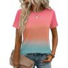 Zeagoo Womens Tshirt Short Sleeve Summer Tops Crewneck Casual Basic Tee Shirts Spring Clothes Trendy Outfit(Z Gradient Blue Pink 218)