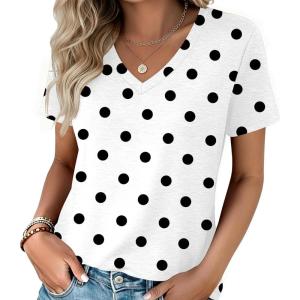 Zeagoo Womens Tops Summer Casual Short Sleeve Tshirts Business Basic Spring V-Neck Shirts Outfits S-3XL(Zz-jh592)