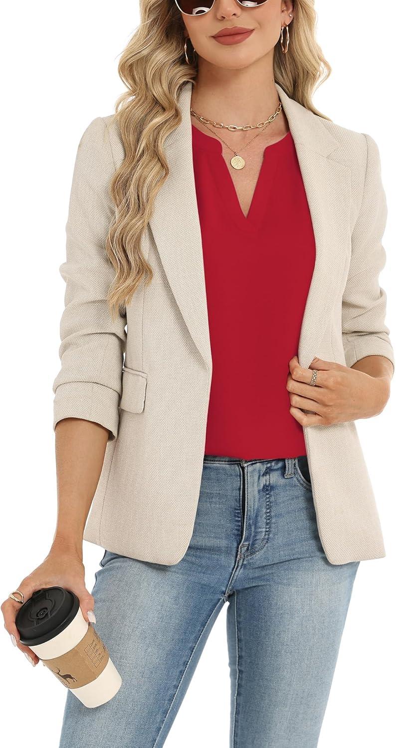 imageZeagoo Womens Dressy Casual Shirts Short Sleeve V Neck Work Blouse Business Casual Summer Chiffon TopsRed