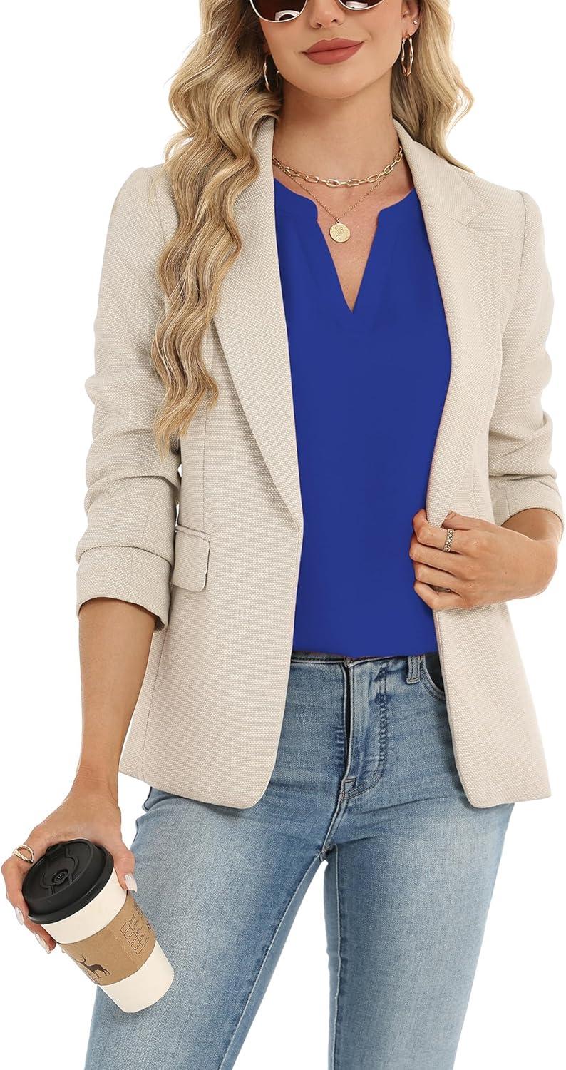 imageZeagoo Womens Dressy Casual Shirts Short Sleeve V Neck Work Blouse Business Casual Summer Chiffon TopsRoyal Blue