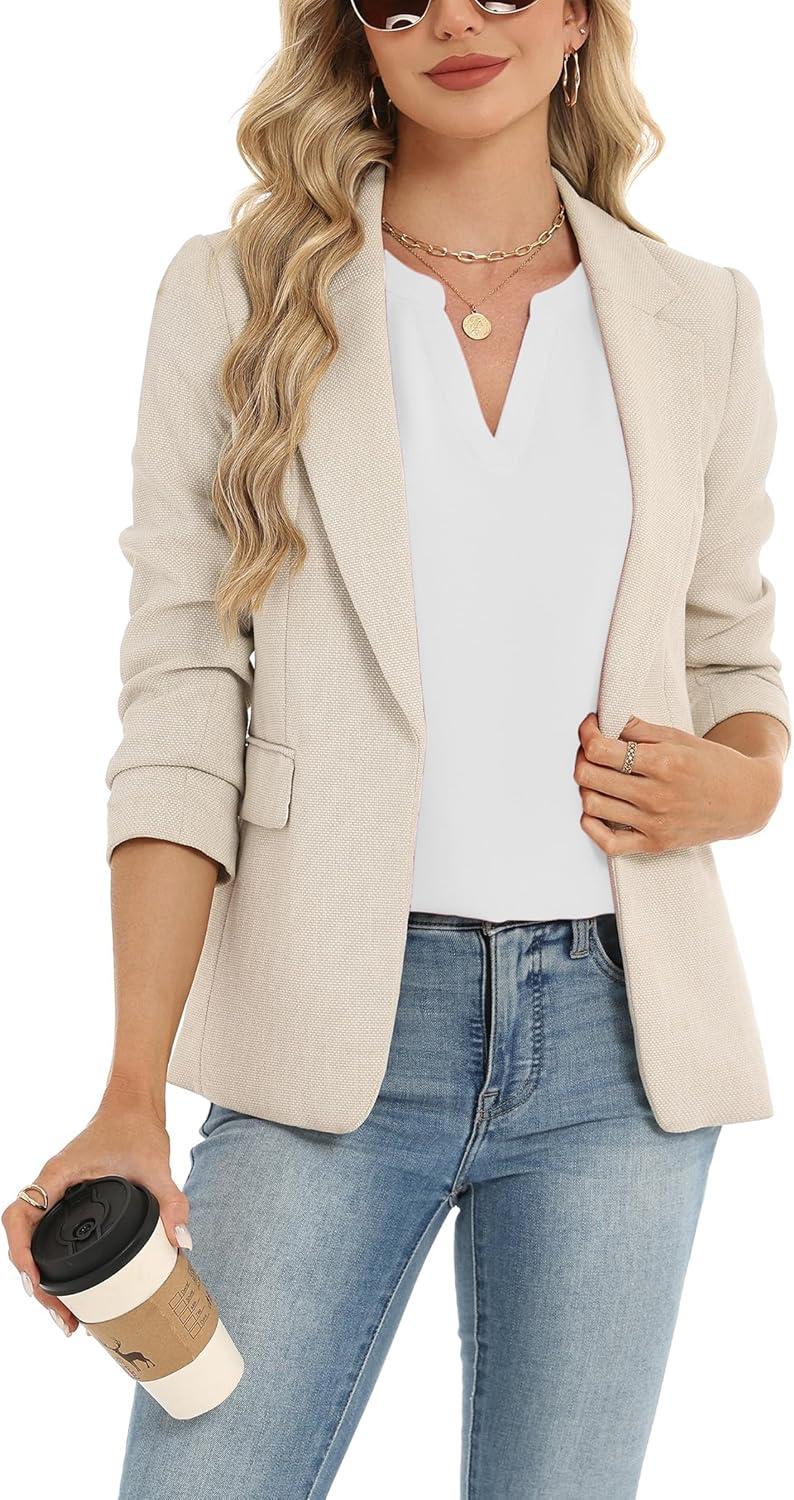 imageZeagoo Womens Dressy Casual Shirts Short Sleeve V Neck Work Blouse Business Casual Summer Chiffon TopsWhite