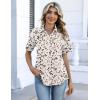 Zeagoo Button Down Shirts for Women Short Sleeve Collared Tops Dressy Casual V Neck Blouses(An443-apricot)