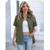 Zeagoo Button Down Shirts for Women Short Sleeve Collared Tops Dressy Casual V Neck Blouses(Army Green)