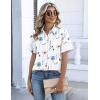 Zeagoo Button Down Shirts for Women Short Sleeve Collared Tops Dressy Casual V Neck Blouses(Bf290-white Flowers)