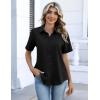 Zeagoo Button Down Shirts for Women Short Sleeve Collared Tops Dressy Casual V Neck Blouses(Black)