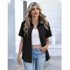 Zeagoo Button Down Shirts for Women Short Sleeve Collared Tops Dressy Casual V Neck Blouses(Black)
