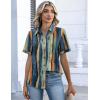Zeagoo Button Down Shirts for Women Short Sleeve Collared Tops Dressy Casual V Neck Blouses(Cx289-multicolored)
