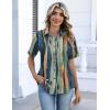 Zeagoo Button Down Shirts for Women Short Sleeve Collared Tops Dressy Casual V Neck Blouses(Cx289-multicolored)