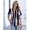 Zeagoo Button Down Shirts for Women Short Sleeve Collared Tops Dressy Casual V Neck Blouses(Cx327-graphics)