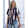 Zeagoo Button Down Shirts for Women Short Sleeve Collared Tops Dressy Casual V Neck Blouses(Cx327-graphics)