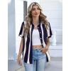 Zeagoo Button Down Shirts for Women Short Sleeve Collared Tops Dressy Casual V Neck Blouses(Cx327-graphics)