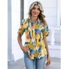 Zeagoo Button Down Shirts for Women Short Sleeve Collared Tops Dressy Casual V Neck Blouses(Jh579-multicolored)