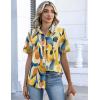 Zeagoo Button Down Shirts for Women Short Sleeve Collared Tops Dressy Casual V Neck Blouses(Jh579-multicolored)