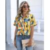 Zeagoo Button Down Shirts for Women Short Sleeve Collared Tops Dressy Casual V Neck Blouses(Jh579-multicolored)