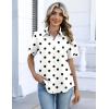 Zeagoo Button Down Shirts for Women Short Sleeve Collared Tops Dressy Casual V Neck Blouses(Jh592-polka Dots)