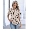 Zeagoo Button Down Shirts for Women Short Sleeve Collared Tops Dressy Casual V Neck Blouses(Jh602-light Khaki)