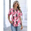 Zeagoo Button Down Shirts for Women Short Sleeve Collared Tops Dressy Casual V Neck Blouses(Jh603-pink)