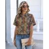 Zeagoo Button Down Shirts for Women Short Sleeve Collared Tops Dressy Casual V Neck Blouses(Mz721-multicolored)