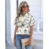 Zeagoo Button Down Shirts for Women Short Sleeve Collared Tops Dressy Casual V Neck Blouses(Sp99-green Leaves)