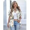 Zeagoo Button Down Shirts for Women Short Sleeve Collared Tops Dressy Casual V Neck Blouses(Sp99-green Leaves)