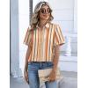 Zeagoo Button Down Shirts for Women Short Sleeve Collared Tops Dressy Casual V Neck Blouses(Tw720-stripe)