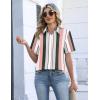Zeagoo Button Down Shirts for Women Short Sleeve Collared Tops Dressy Casual V Neck Blouses(Tz264)