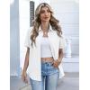 Zeagoo Button Down Shirts for Women Short Sleeve Collared Tops Dressy Casual V Neck Blouses(White)