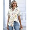 Zeagoo Button Down Shirts for Women Short Sleeve Collared Tops Dressy Casual V Neck Blouses(Xh403-yellow Flowers)