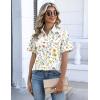 Zeagoo Button Down Shirts for Women Short Sleeve Collared Tops Dressy Casual V Neck Blouses(Xh403-yellow Flowers)