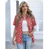 Zeagoo Button Down Shirts for Women Short Sleeve Collared Tops Dressy Casual V Neck Blouses(Xh546-red)