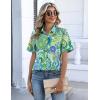 Zeagoo Button Down Shirts for Women Short Sleeve Collared Tops Dressy Casual V Neck Blouses(Yg2-multicolored)