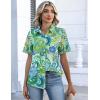 Zeagoo Button Down Shirts for Women Short Sleeve Collared Tops Dressy Casual V Neck Blouses(Yg2-multicolored)