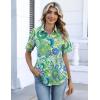 Zeagoo Button Down Shirts for Women Short Sleeve Collared Tops Dressy Casual V Neck Blouses(Yg2-multicolored)