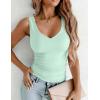 Zeagoo Women’s Double Lined V Neck Tank Tops Summer Slim Fit Basic Sleeveless Shirts Cute Trendy Going Out Tops(Mint Green)
