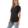 Zeagoo Womens Dressy Casual Shirts Short Sleeve V Neck Work Blouse Business Casual Summer Chiffon Tops(Black Polka Dots)