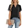 Zeagoo Womens Dressy Casual Shirts Short Sleeve V Neck Work Blouse Business Casual Summer Chiffon Tops(Black Polka Dots)