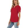 Zeagoo Womens Dressy Casual Shirts Short Sleeve V Neck Work Blouse Business Casual Summer Chiffon Tops(Red)