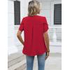Zeagoo Womens Dressy Casual Shirts Short Sleeve V Neck Work Blouse Business Casual Summer Chiffon Tops(Red)