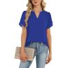 Zeagoo Womens Dressy Casual Shirts Short Sleeve V Neck Work Blouse Business Casual Summer Chiffon Tops(Royal Blue)