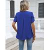 Zeagoo Womens Dressy Casual Shirts Short Sleeve V Neck Work Blouse Business Casual Summer Chiffon Tops(Royal Blue)
