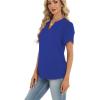 Zeagoo Womens Dressy Casual Shirts Short Sleeve V Neck Work Blouse Business Casual Summer Chiffon Tops(Royal Blue)