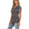 Zeagoo Womens Dressy Casual Shirts Short Sleeve V Neck Work Blouse Business Casual Summer Chiffon Tops(Summer Flower)