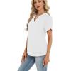 Zeagoo Womens Dressy Casual Shirts Short Sleeve V Neck Work Blouse Business Casual Summer Chiffon Tops(White)