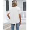 Zeagoo Womens Dressy Casual Shirts Short Sleeve V Neck Work Blouse Business Casual Summer Chiffon Tops(White)