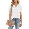 Zeagoo Womens Dressy Casual Shirts Short Sleeve V Neck Work Blouse Business Casual Summer Chiffon Tops(White)