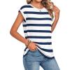 Zeagoo Womens Tops Summer Casual Cap Sleeve Tshirts Shirts Business Dressy Spring Fashion Outfits Trendy Clothes(Blue White Striped)
